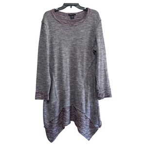 Robert Louis Maroon Asymmetrical Boucle Tunic Sweater